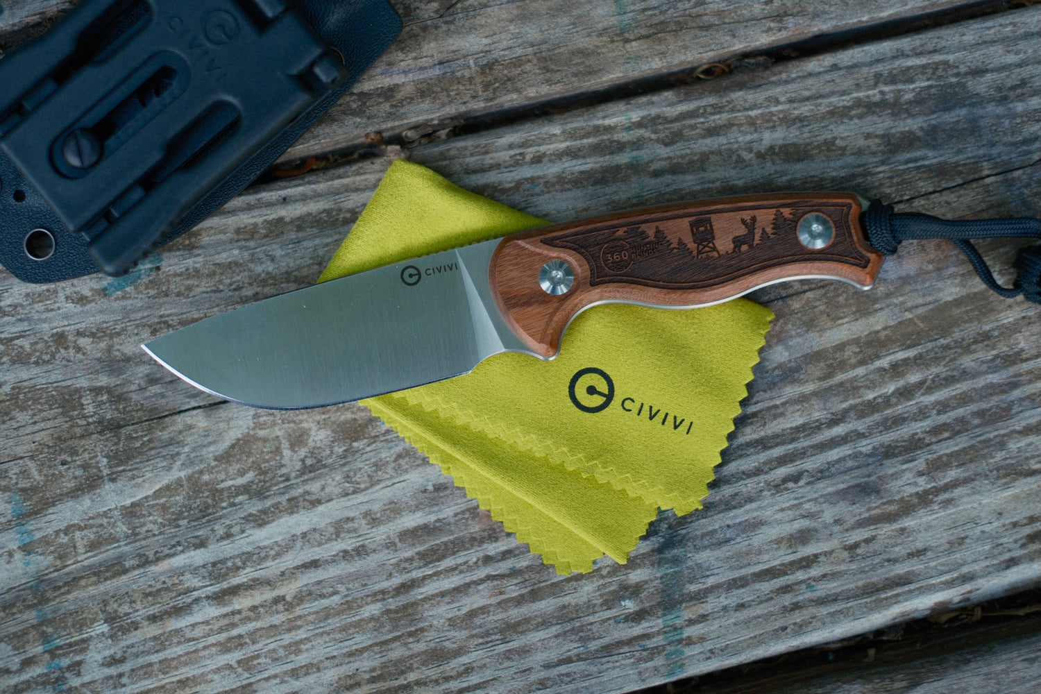360 Laser Engraved Civivi® Timberbark Fixed Blade Knife