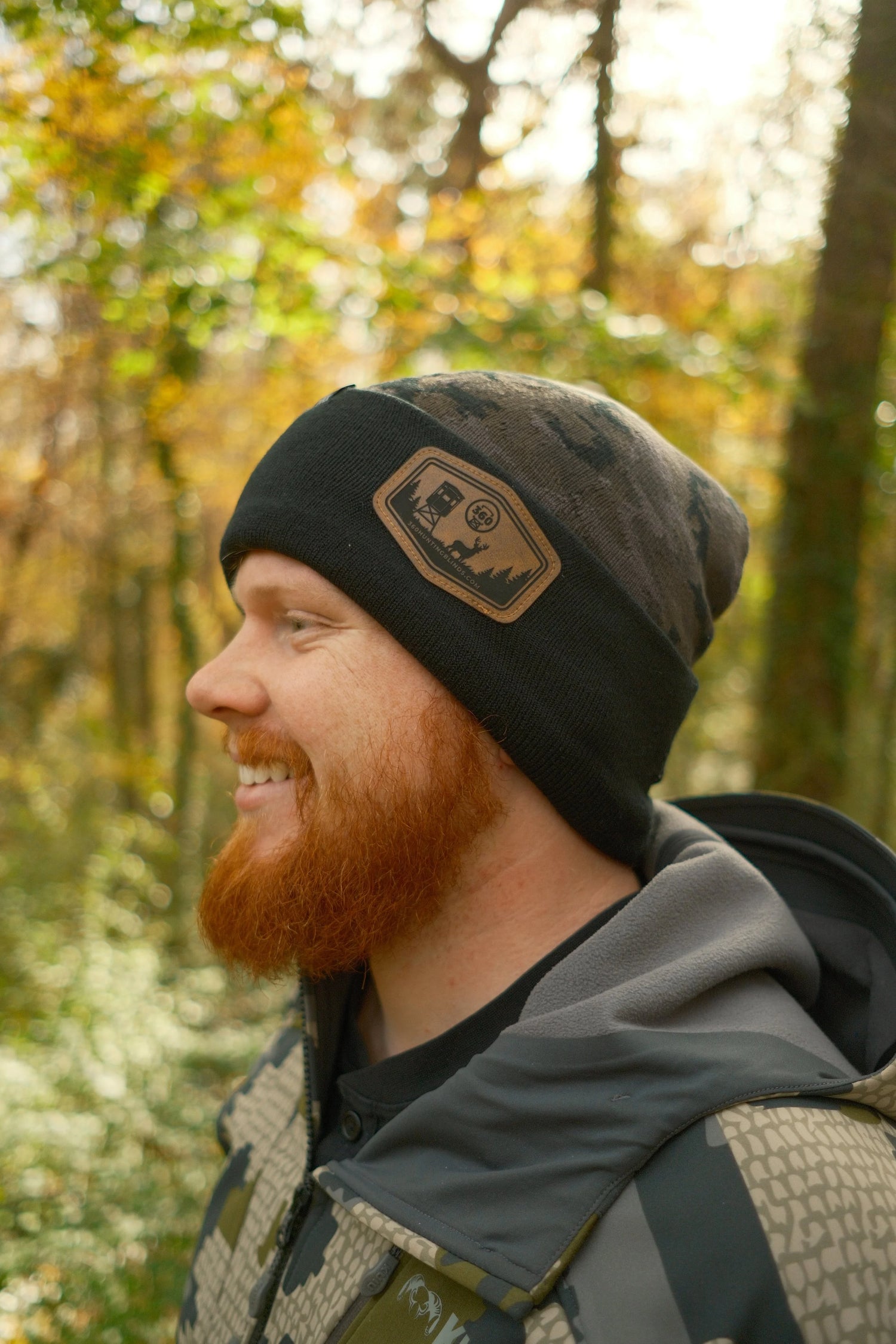 Digital Camo Leather Patch Beanie - image 2
