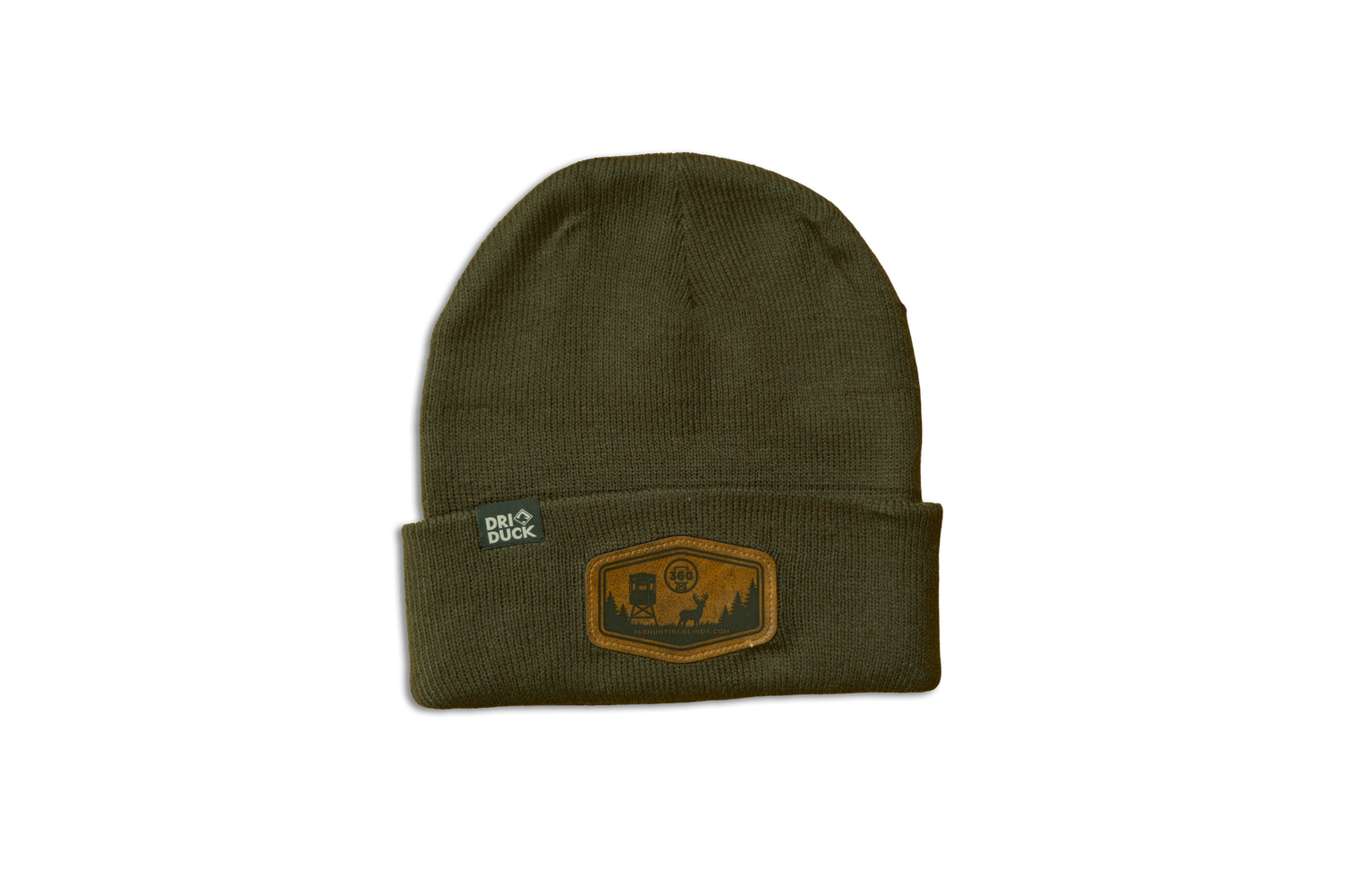 Fatigue Brown Leather Patch Beanie - image 4