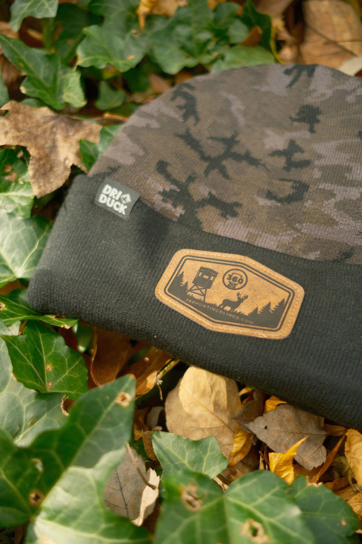 Digital Camo Leather Patch Beanie - image 4