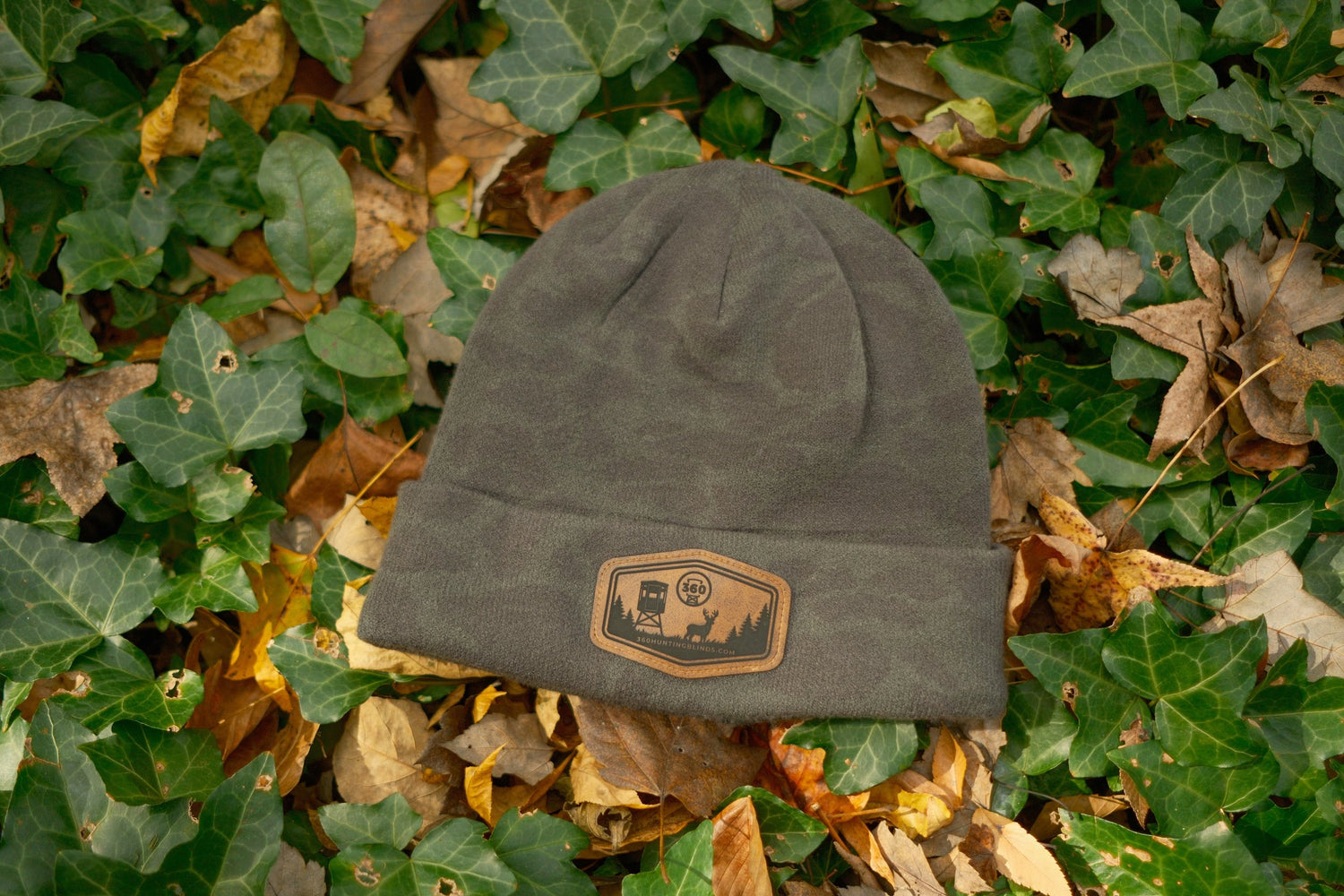 Sable Duck Camo Leather Patch Beanie