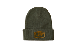 Charcoal Grey Waffle Knitted Leather Patch Beanie - image 3
